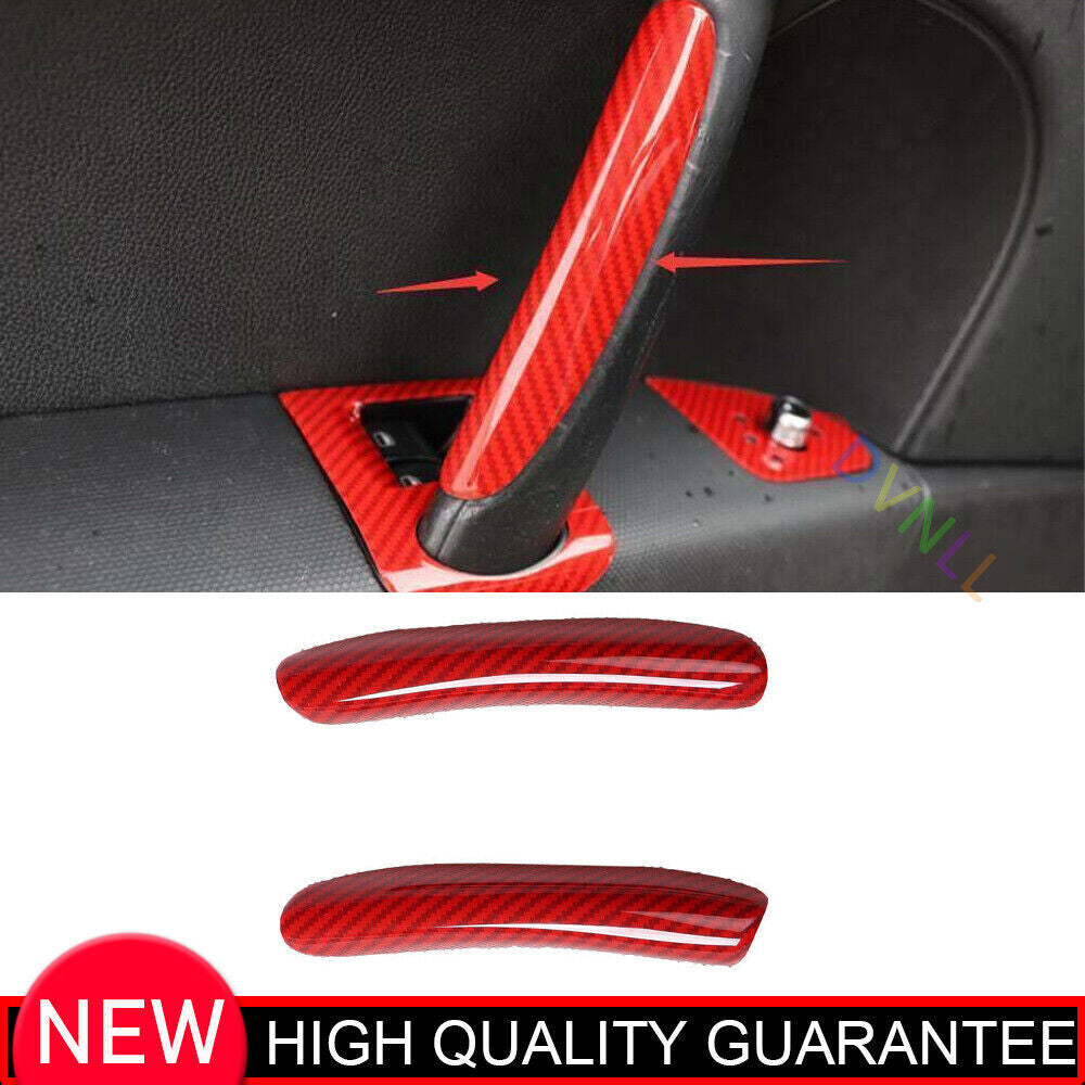for Audi TT 2008-14 Red Carbon Fiber Inner Door Handle Lock Strip Decor Trim 2P