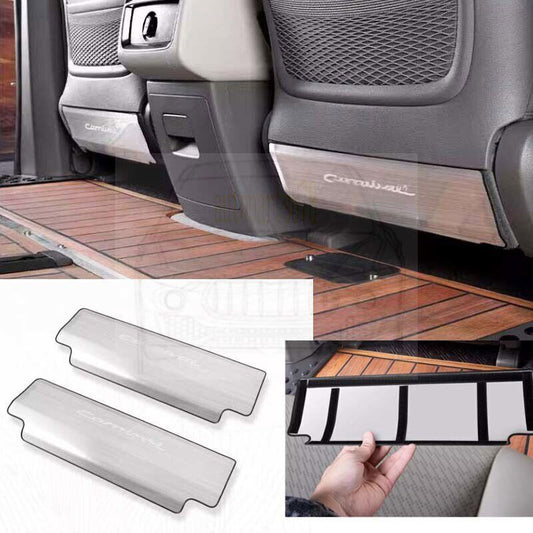 2P Silver Steel for Seat Anti Kick Pad Protective Trim For 2022-2024 for Kia Carnival