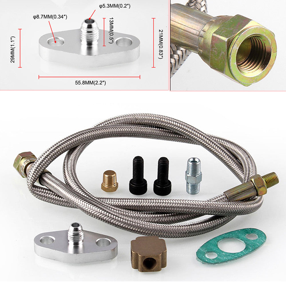 Turbo Oil Inlet Hose Feed Line Fitting Kit 1/8 NPT Adapter for T3 Turbochargers - n