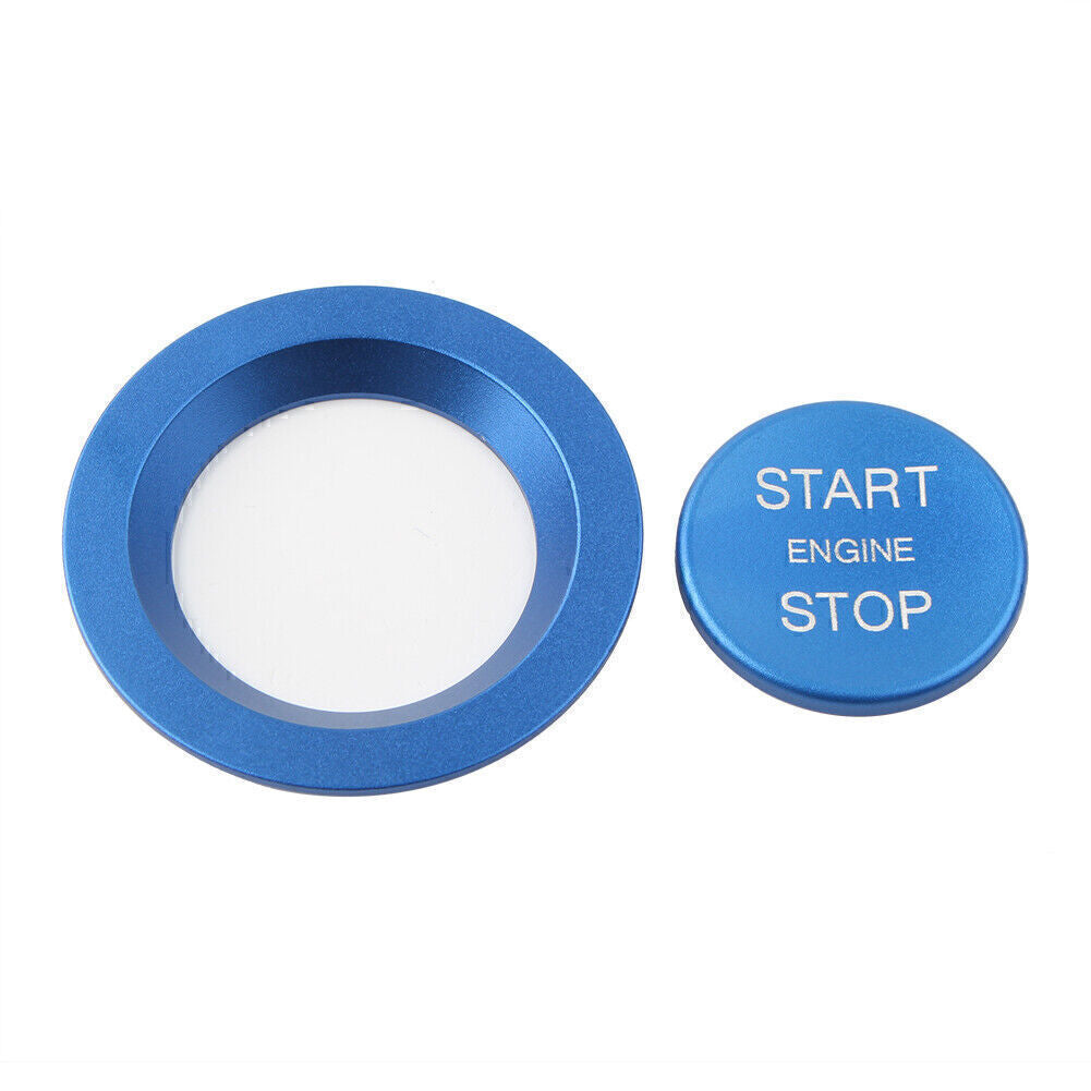 Blue Keyless Engine Push Start Button w/ Ring for Land Rover for Jaguar Ignition