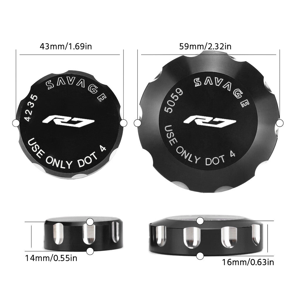 Front Rear Brake Fluid Reservoir Covers Caps for YAMAHA YZF R7 2021-2024 YZFR7 Q