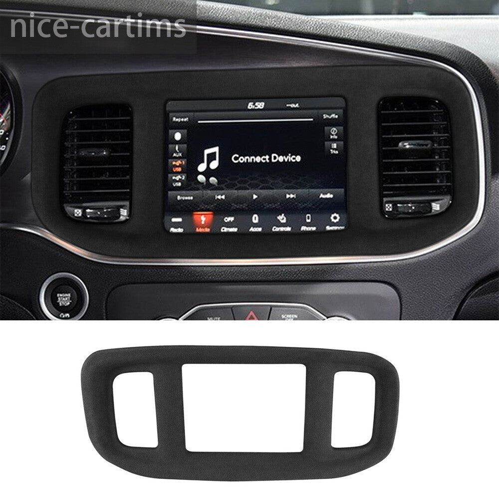 Suede Black Gray Central Control Navigation Panel Trim for Dodge Charger 2015-23