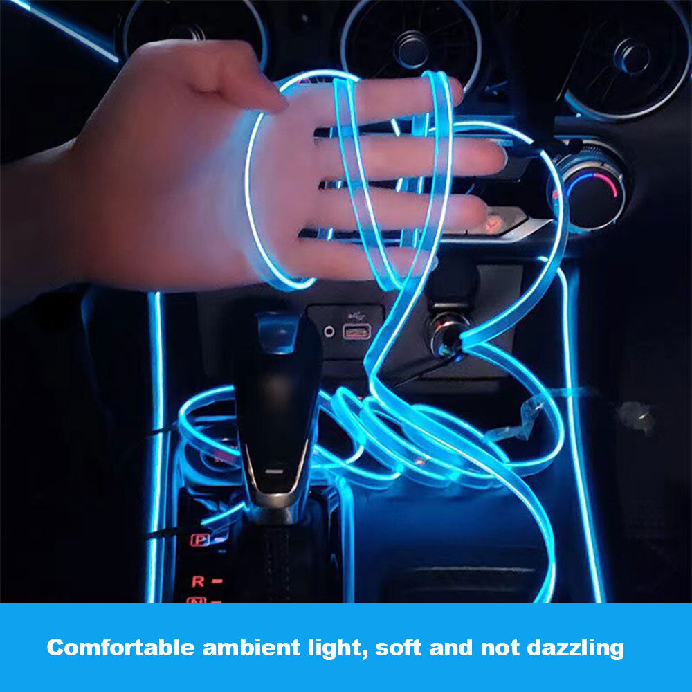 Blue and pink LED car interior lights, stylish 16.4-foot light strip + USB light decoration. n