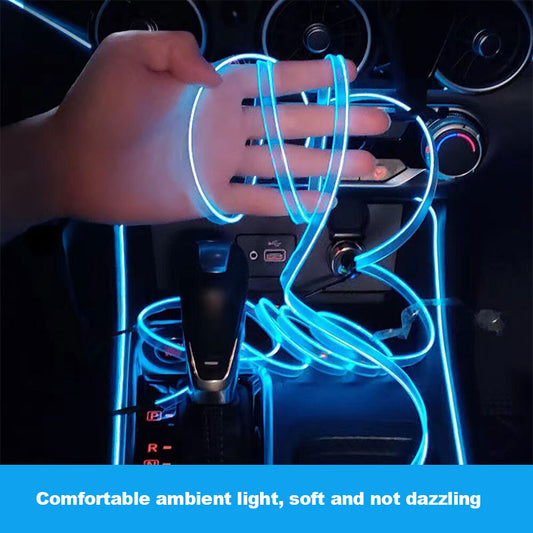 Blue and pink LED car interior lights, stylish 16.4-foot light strip + USB light decoration. n