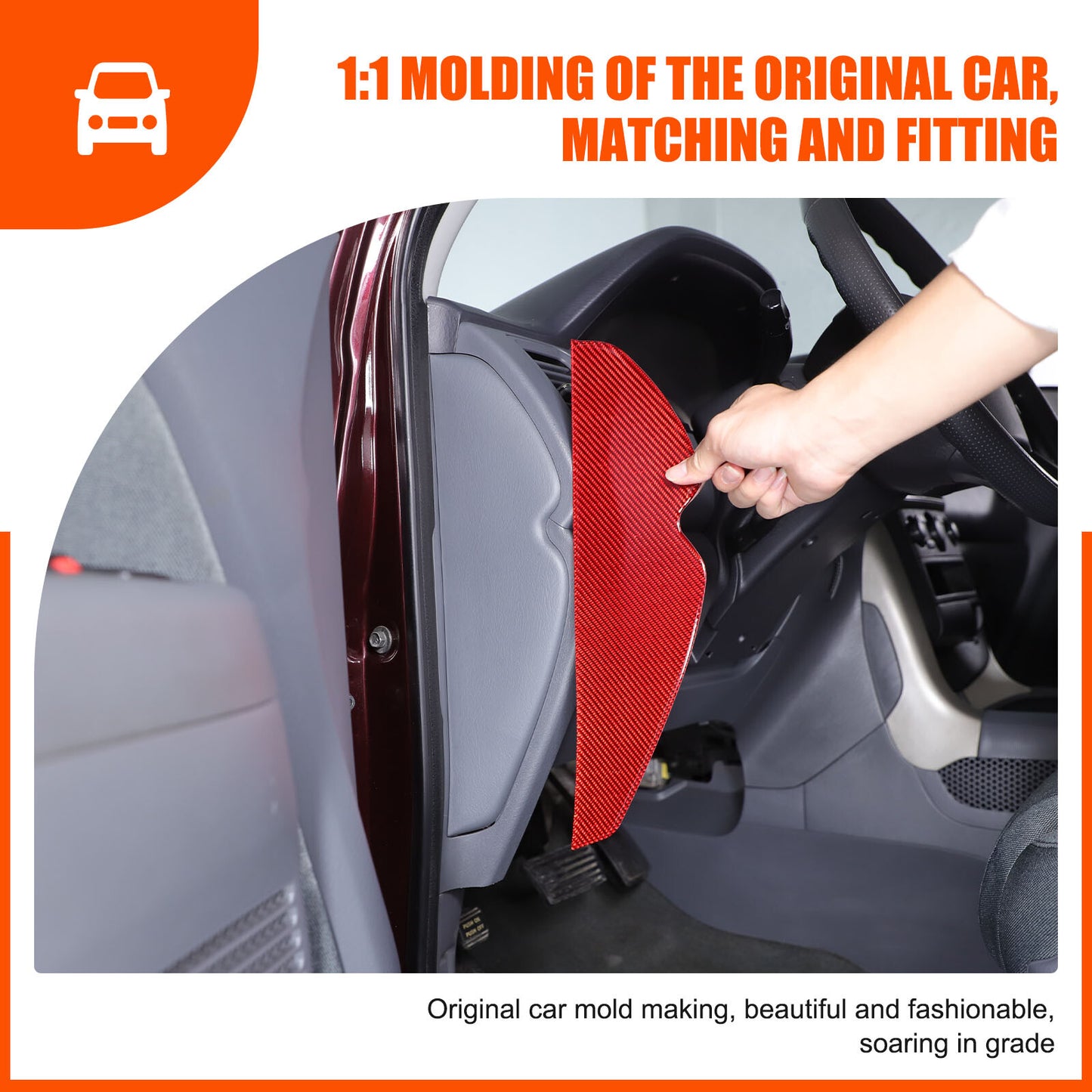 Red carbon fiber front door damper sticker for Honda Pilot 2003 - 2008 n