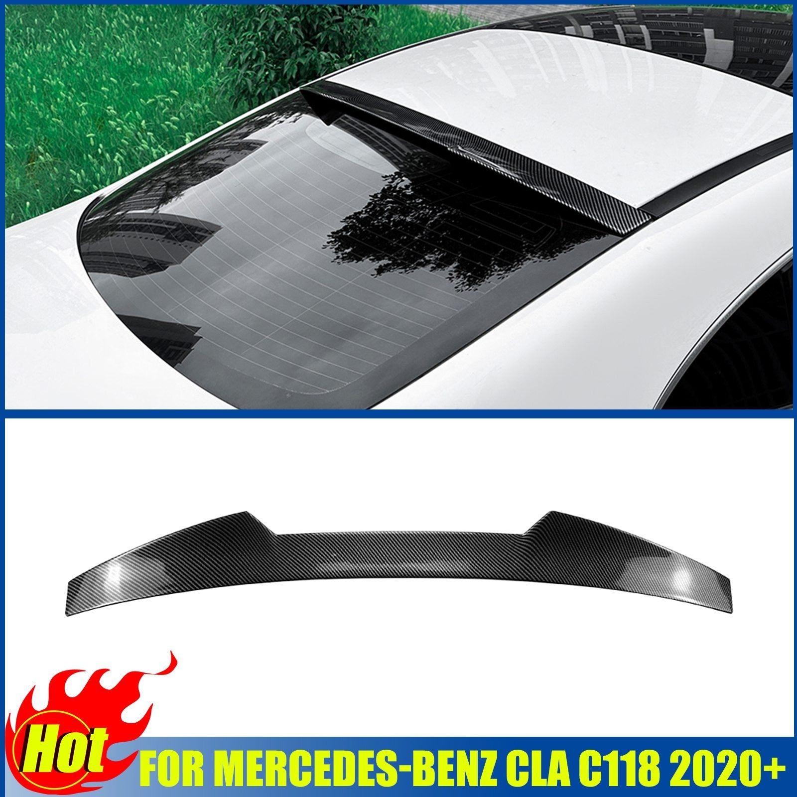 Carbon Look ABS Rear Roof Boot Window Spoiler Wing for Benz CLA C118 2020-2024 Q