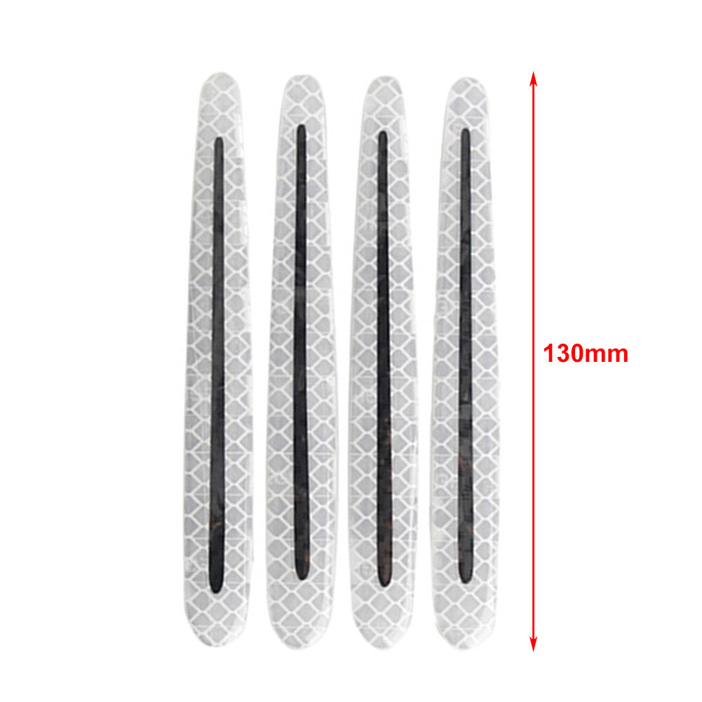 4x Carbon Fiber Style Car Door Handle Reflective Sticker Scratches Protection