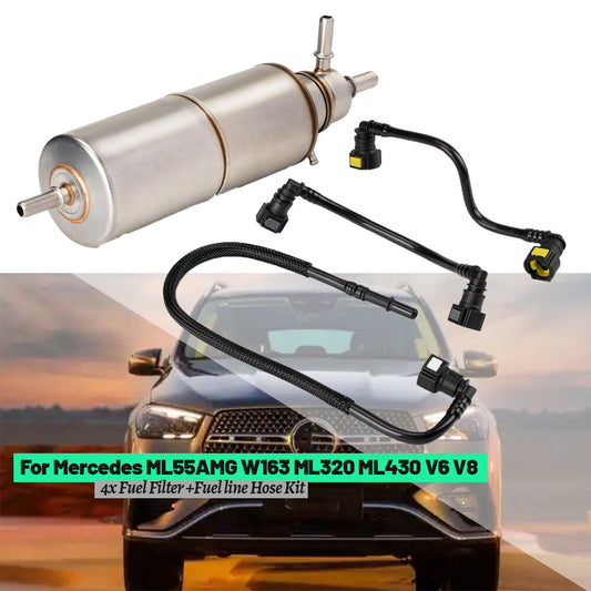 4x Fuel Filter +Fuel line Hose Kit for Mercedes ML55AMG W163 ML320 ML430 V6 V8 Q