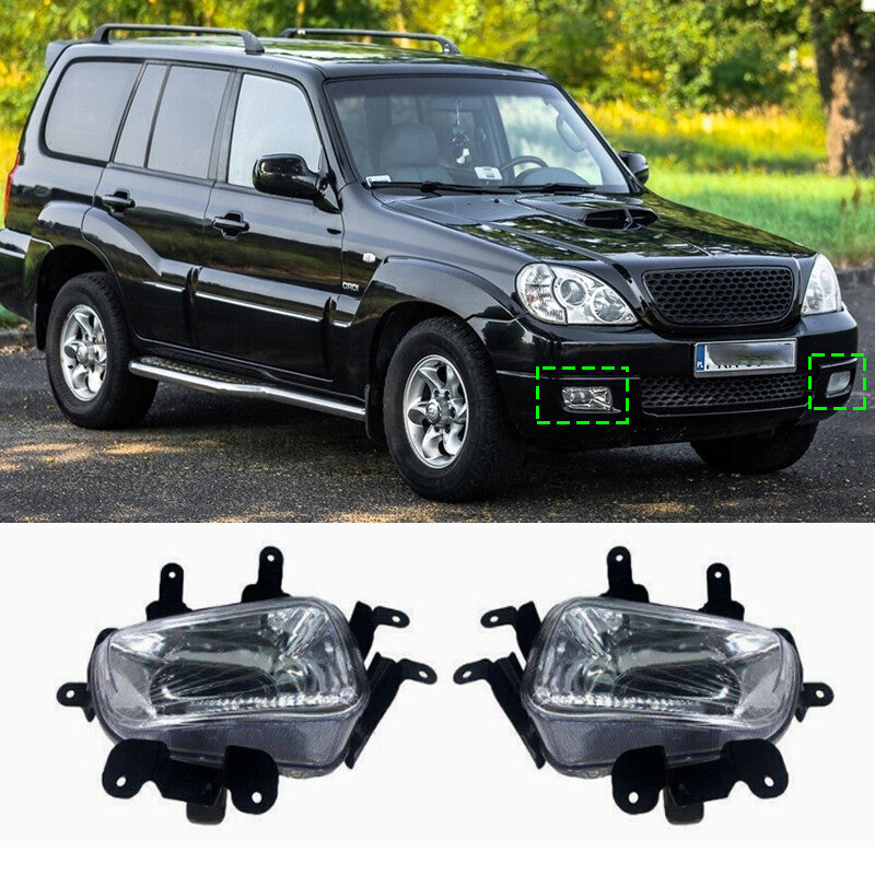 Pair of front bumper fog lights with bulbs for Hyundai Terracan 2.4/2.9 (2001/2002-2007)