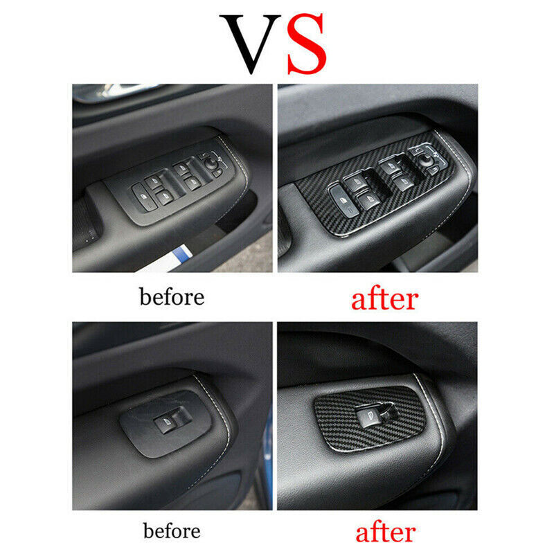 Carbon Fiber Door Winddow Lift Switch Panel Cover Trim for Volvo XC60 2018-2021