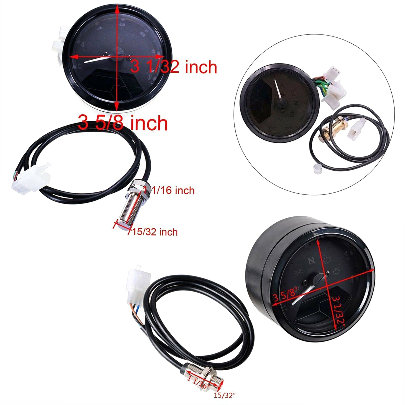 12000RPM 6 Gear Universal Motorcycle LCD Digital 199km/h Speedometer U5K1 Q