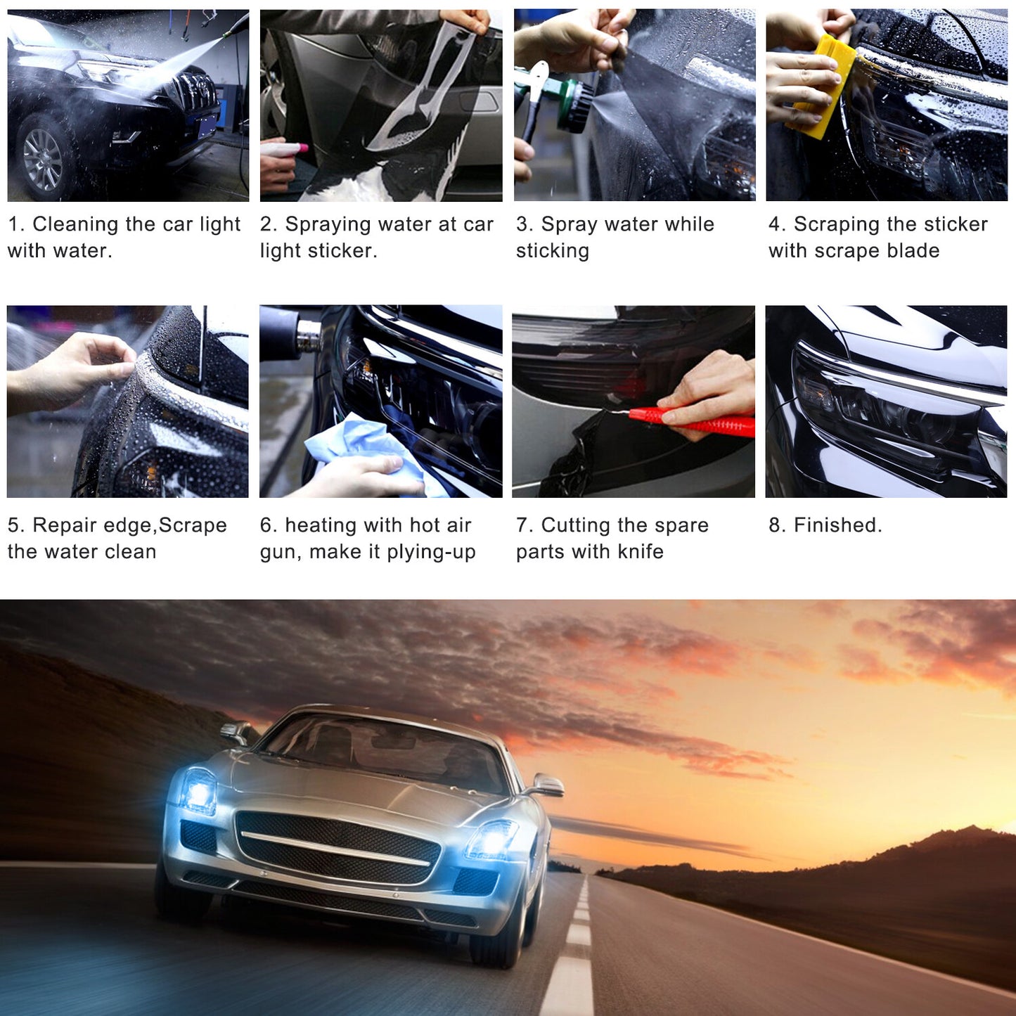 Light Black Car Rear Lights Tail Light Film Stickers Trims Wrap Accessories
