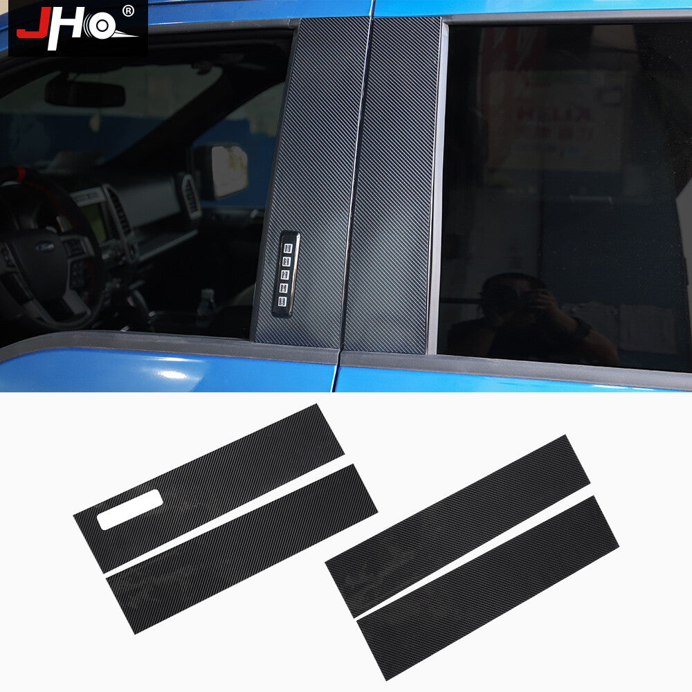 4pc Carbon Fiber Window B Pillar Post Trim Sticker Decor for Ford F150 2015-2020