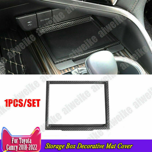 for Toyota for Camry 2018-2023 ABS Carbon Look Console Storage Box Frame Cover Trim