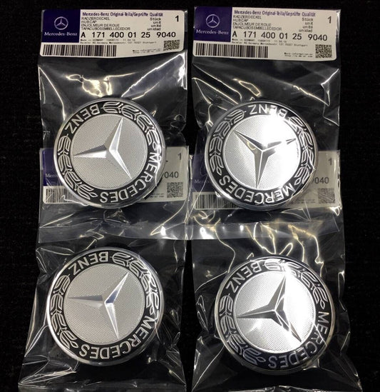 for Mercedes-Benz wheel center cap, black laurel wreath 4X 17140001259040