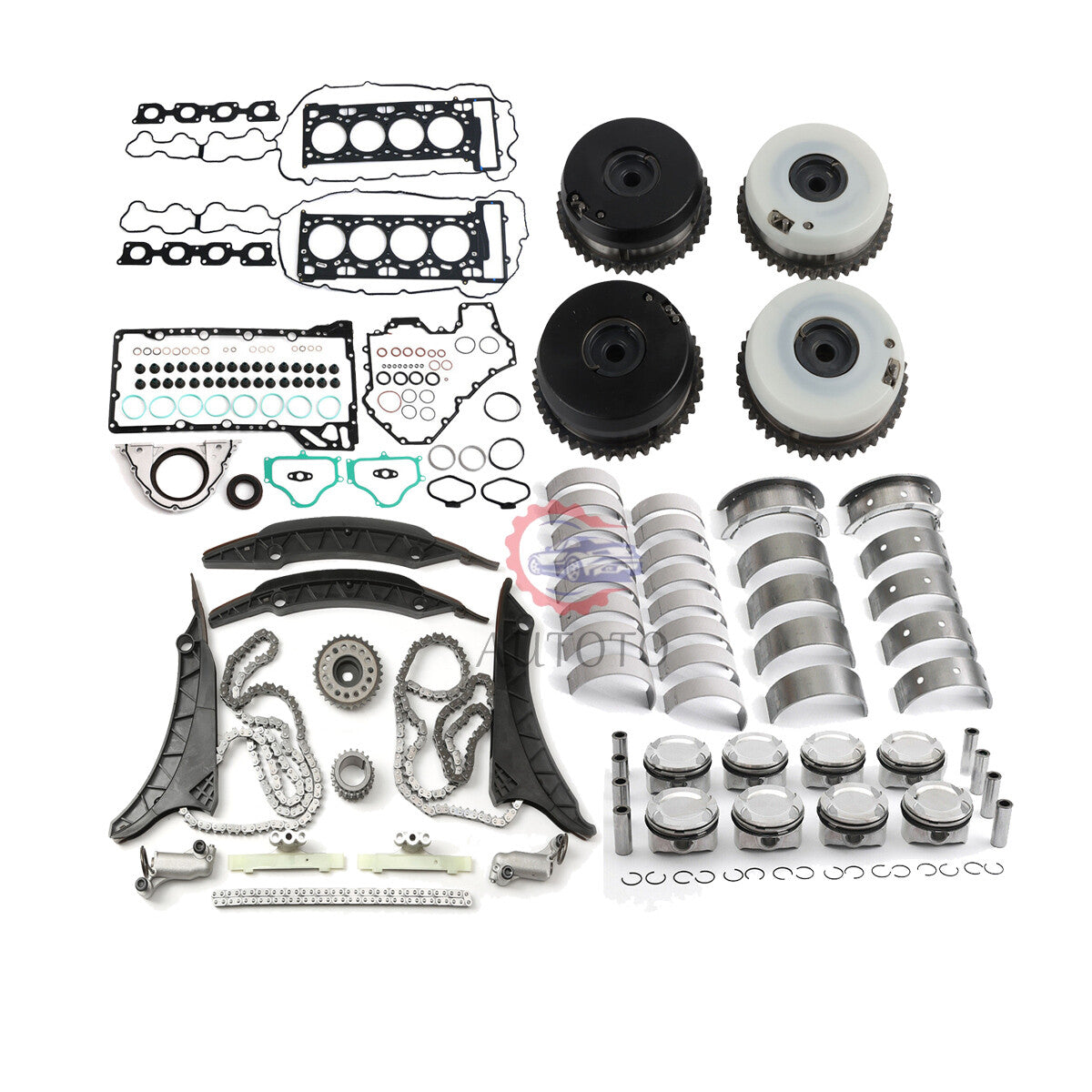N63 Engine Overhaul Rebuild Kit - Timing Chain Kit Pistons Rings Set for BMW