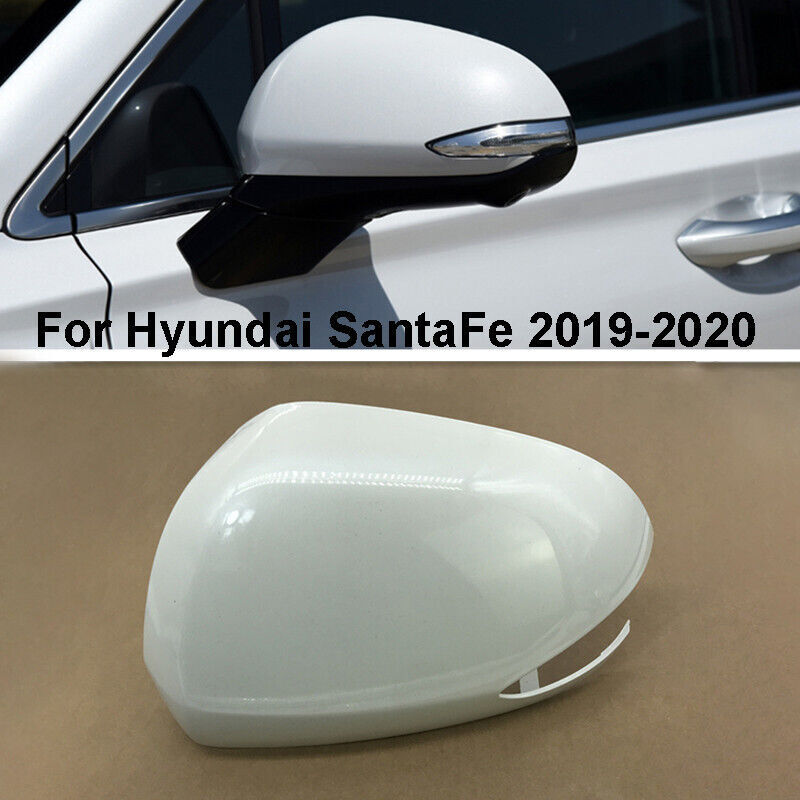 White LH Rearview Door Side Mirror Cover Shell Cap for Hyundai SantaFe 2019-2020
