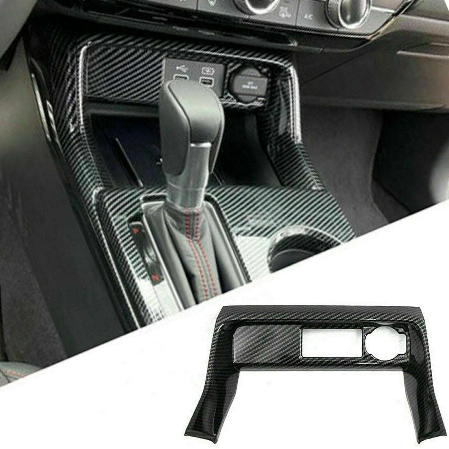 for Honda for Civic 2022-2023 Carbon Fiber Color Console Cigarette Lighter Panel ABS
