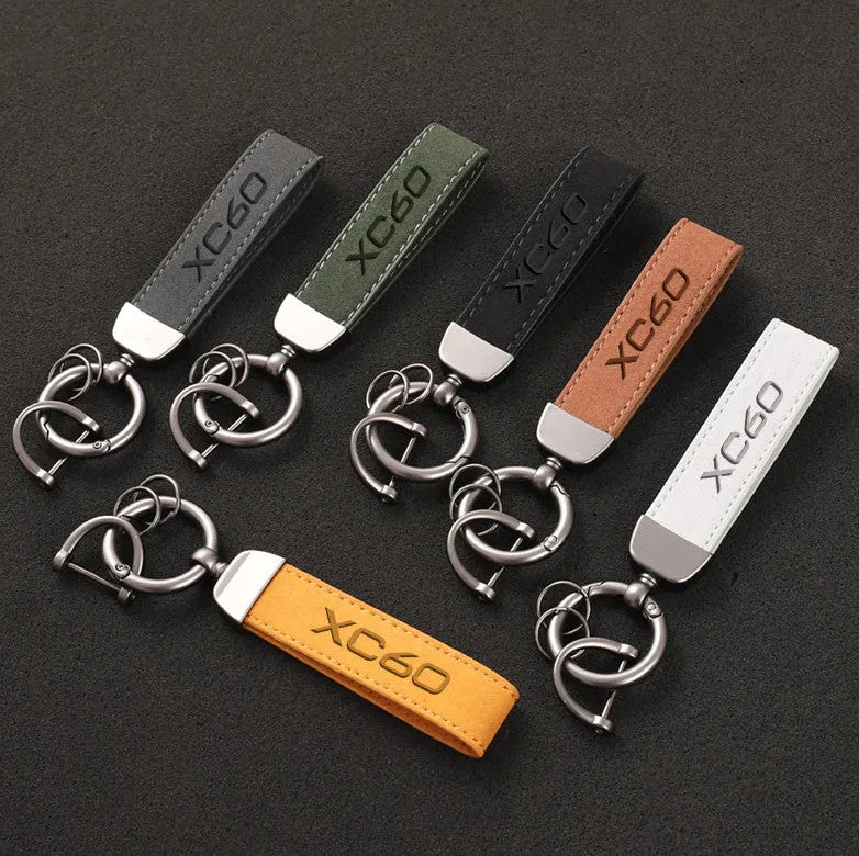 Suitable for Volvo XC60 car keychain, automatic key ring, suede accessory, gift, green.