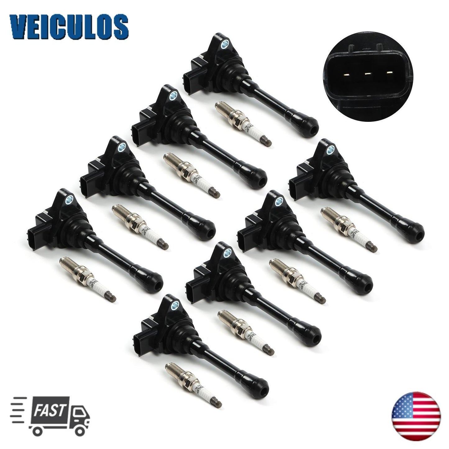 8PCS For 2017-2020 for Nissan Titan 5.6L V8 Ignition Coil  Spark Plug UF812 UF813