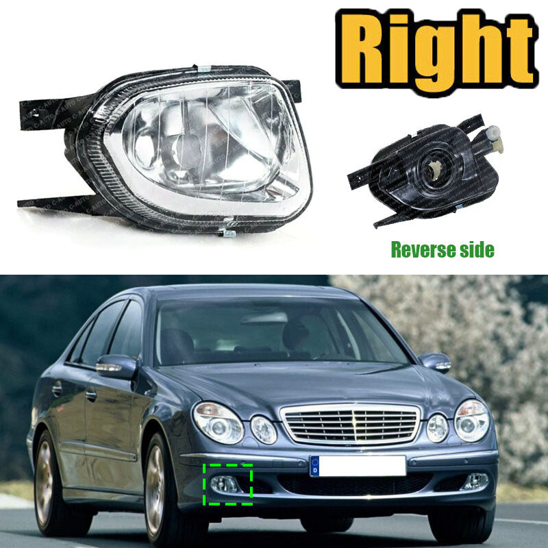 1 item applicable to 2003-2006 for Mercedes-Benz W211, right front fog light/headlight bulb missing.
