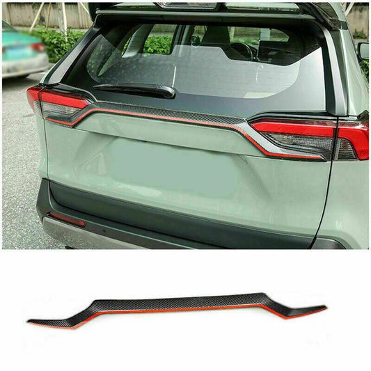 Red/Carbon Fiber Rear Trunk Lid Curve Molding Trim cover for Toyota RAV4 2019-24