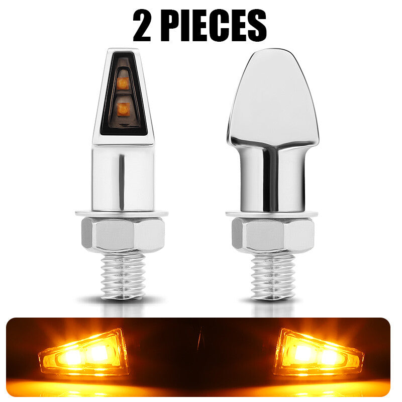 Chrome Motorcycle LED for Mini Turn Signal Amber Blinker Light For Bobber Cafe Racer