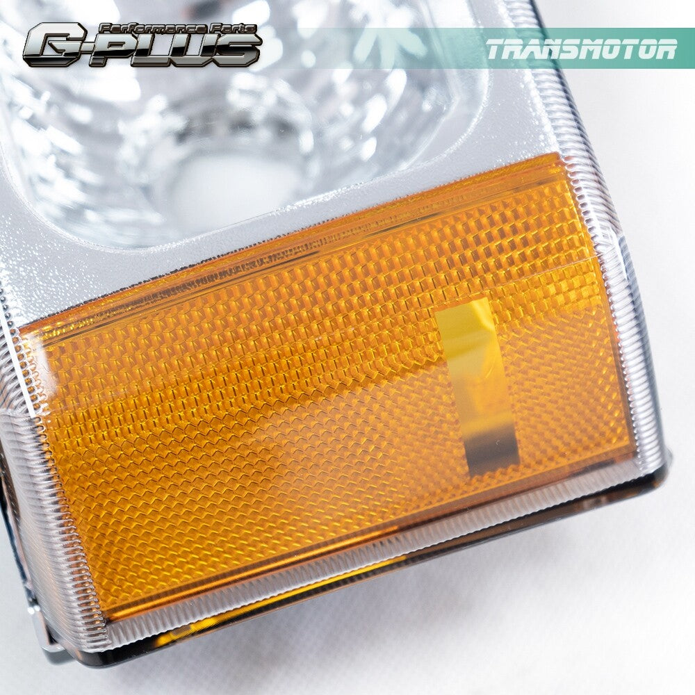 Fits 03-06 for Silverado for CHRome Amber Corner Headlights + Signal Bumper - v