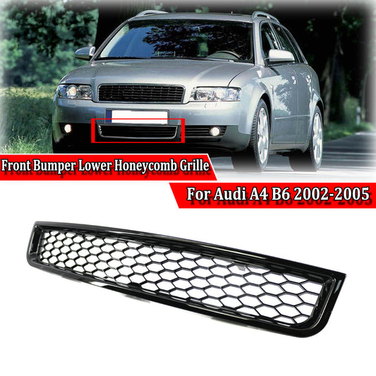 The lower grille of the front bumper features a barbecue-gloss black honeycomb finish and is suitable for 02-05 for Audi A4 B6 sedans.