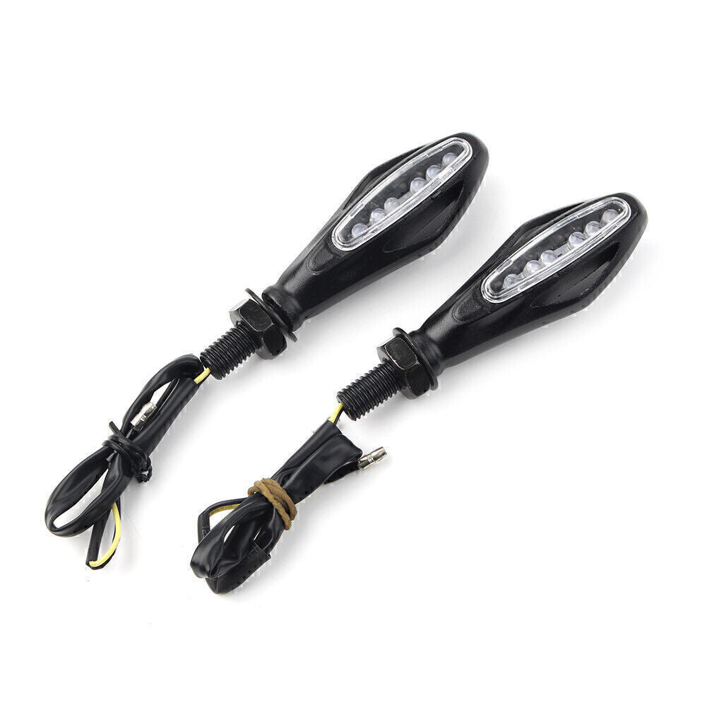 For Motorcycle Universal 12 LED Turn Signal Lights Amber Lamp Indicator Black Q