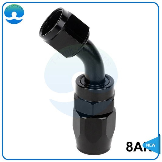 8AN 45 Degree Swivel Hose End Black Fitting Adapter For Oil/Fuel/Gas Hose Line