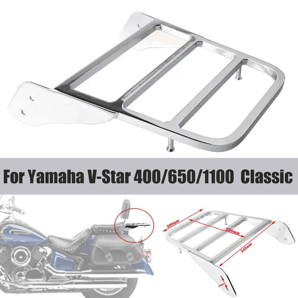Chrome Sissy Bar Luggage Rack for Yamaha V-Star 1100 Classic/Dragstar XVS 1100- n