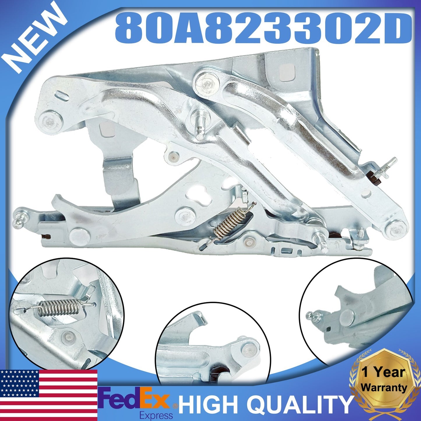 Front right hood hinge for Audi Q5 2018 2019 2020 2021 - 2023 #80A823302D- n