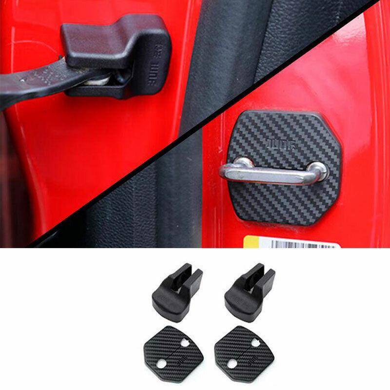 for Ford for Mustang 2015-2022 Black Carbon Fiber Door Lock Buckle Protection Trim