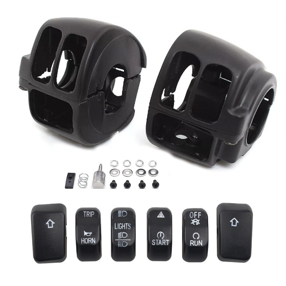 Black handheld control switch housing cover and 6X button cover for Harley Dyna Softail- n