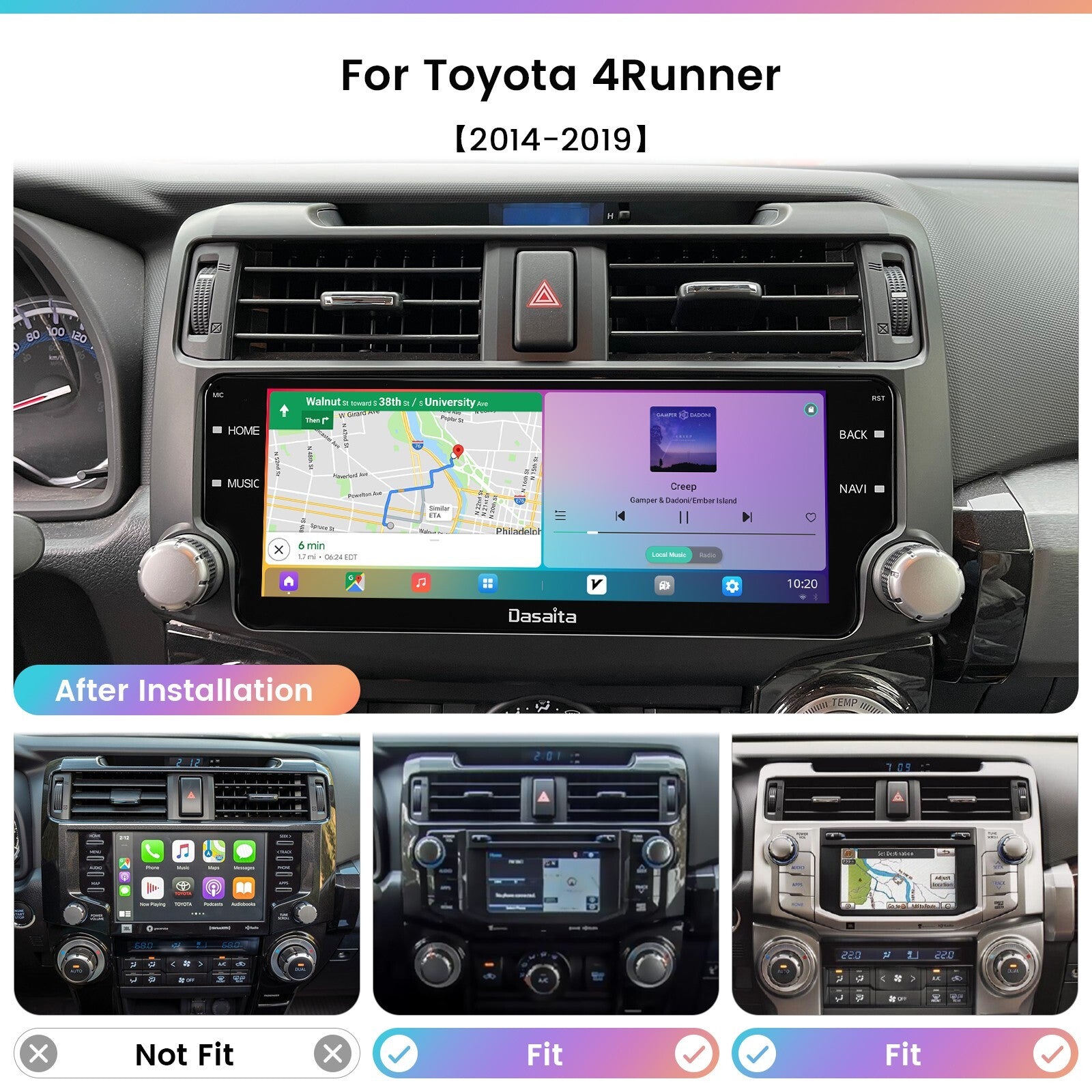 Dasaita Car Radio for Toyota 4Runner 2014-2018 Wireless Carplay Android Auto