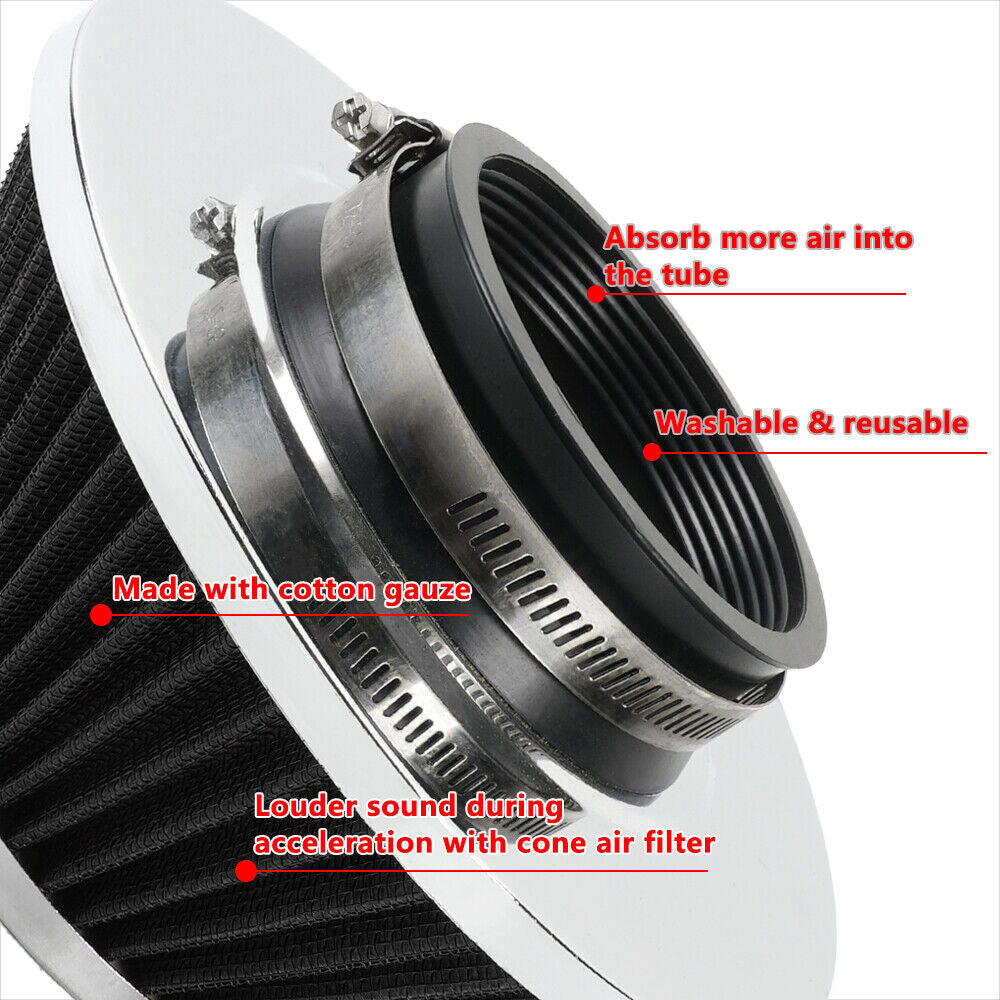 3 76mm High Flow Dry Black Air Filter Cold Air Intake Air Filter Mushroom Head Q