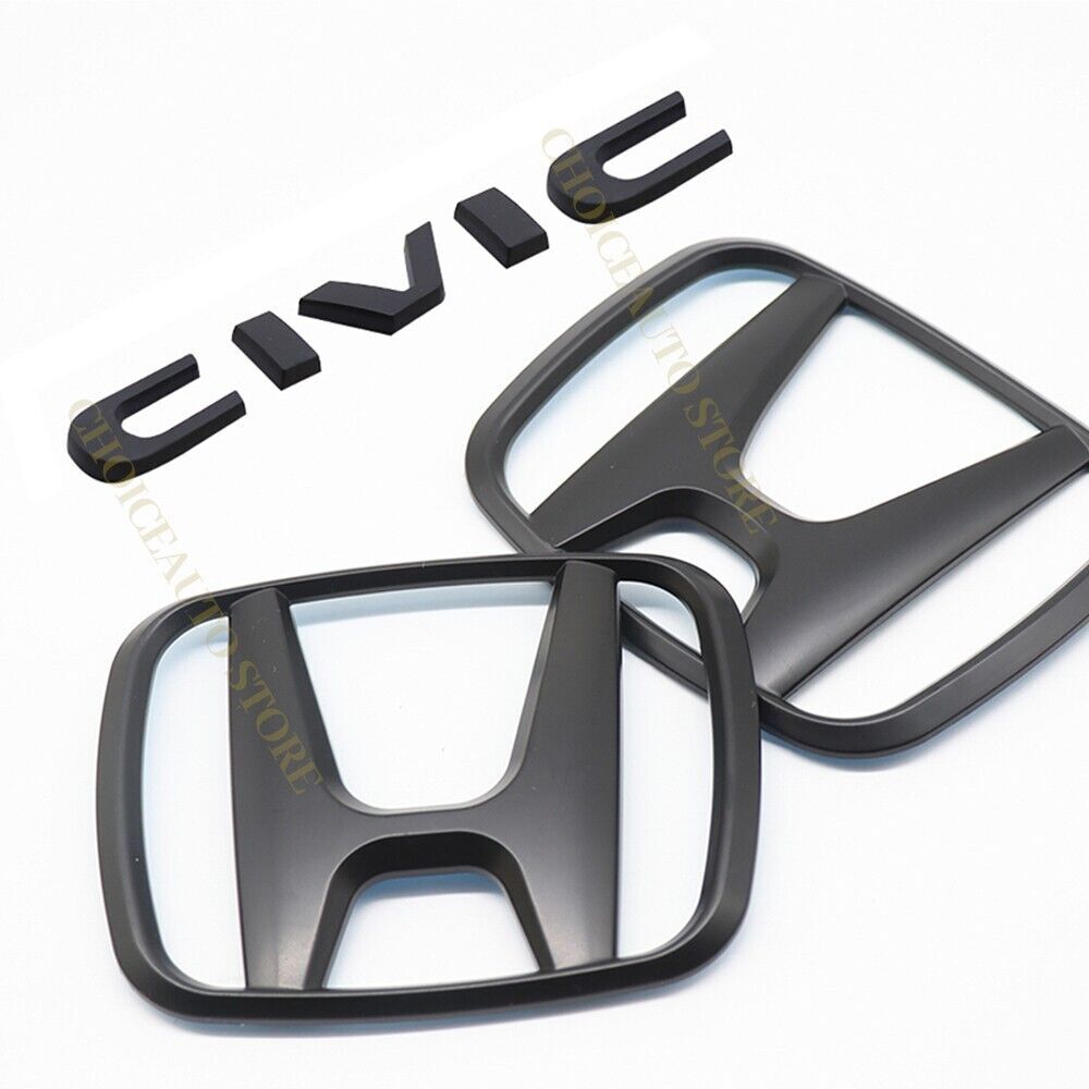 SET for H+CIVIC FC FK 2015-2021 MATTE BLACK EMBLEM BADGE ADHENSIVE STICKERS