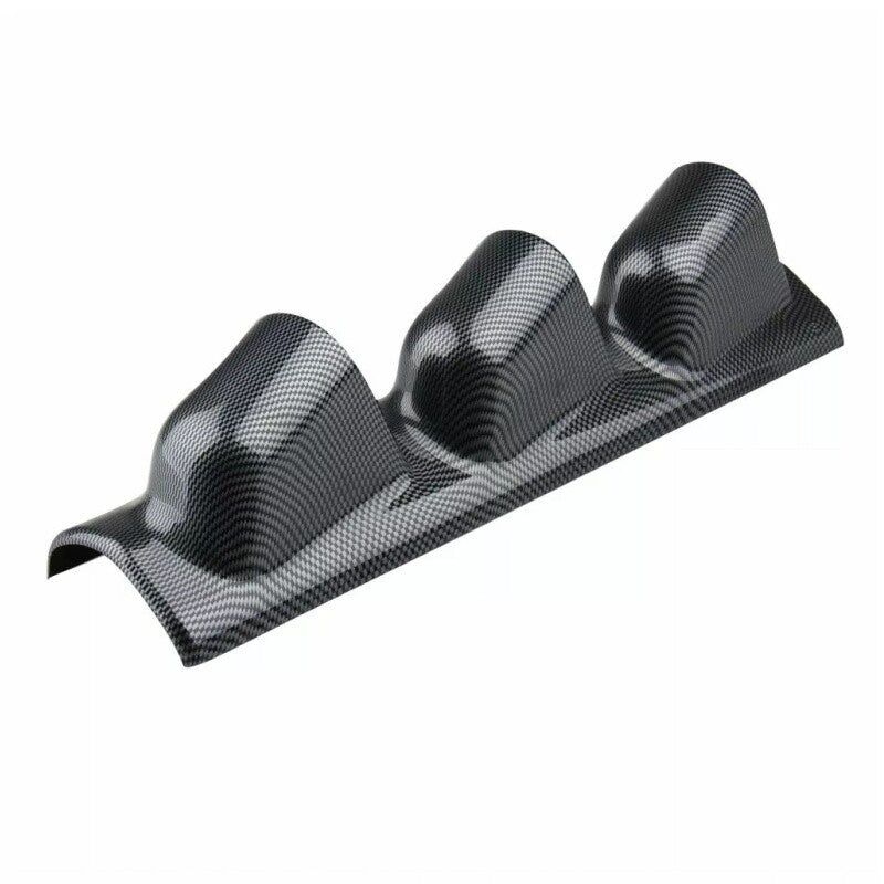 2 52MM Car Carbon Fiber Look Pillar 3 Hole Triple Gauge Meter Mount Holder Pod