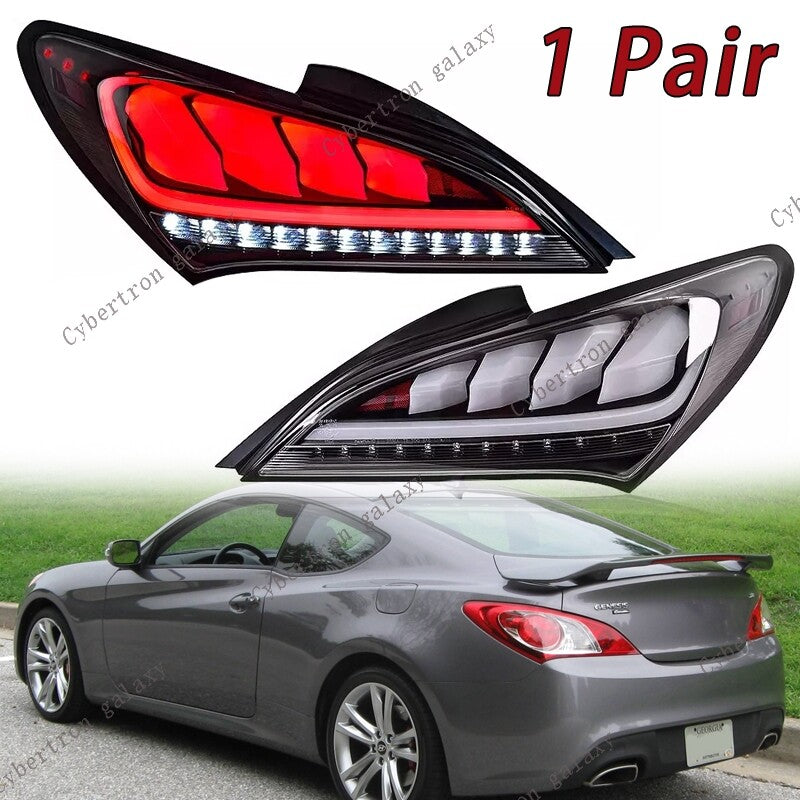 pair of shiny white sequential LED taillights for the 2010-2016 for Hyundai for Genesis Coupe.