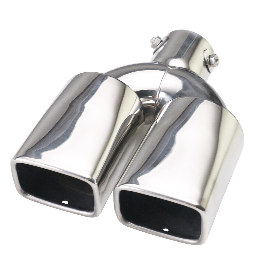 Pair 2.5 ID Screw-on Dual Exhaust Pipe Muffler Tips Square Tip 8769mm OD