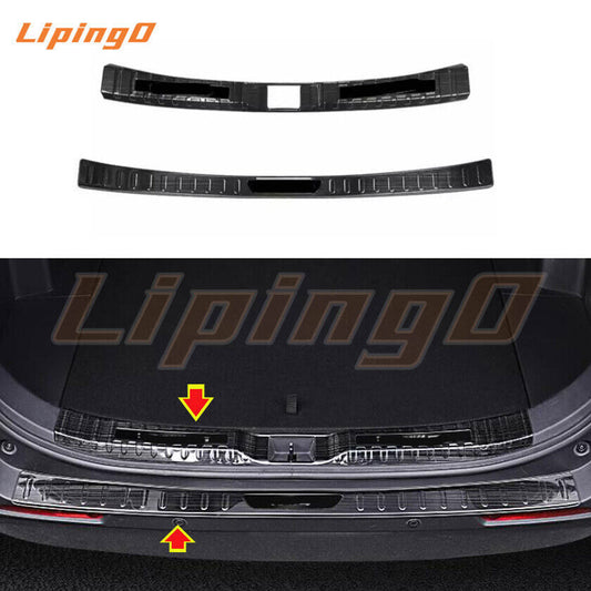Black Titanium Rear Bumper Protector Plate Guard 2PCS 19-24 For RAV4 B n