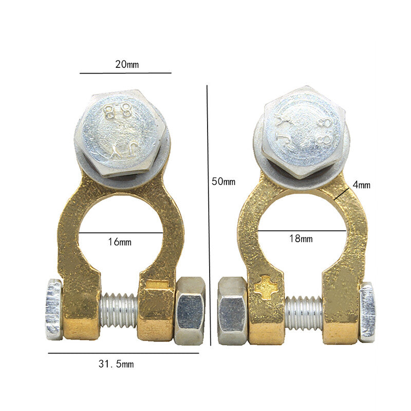2-pack M10/M8 car SUV battery pure copper battery clamps and cable heads (brass) n