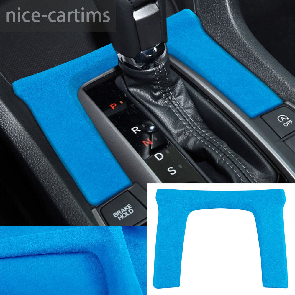 Suede Blue Console Automatic Gear Shift Panel Cover for Honda for Civic 10th 2016-21