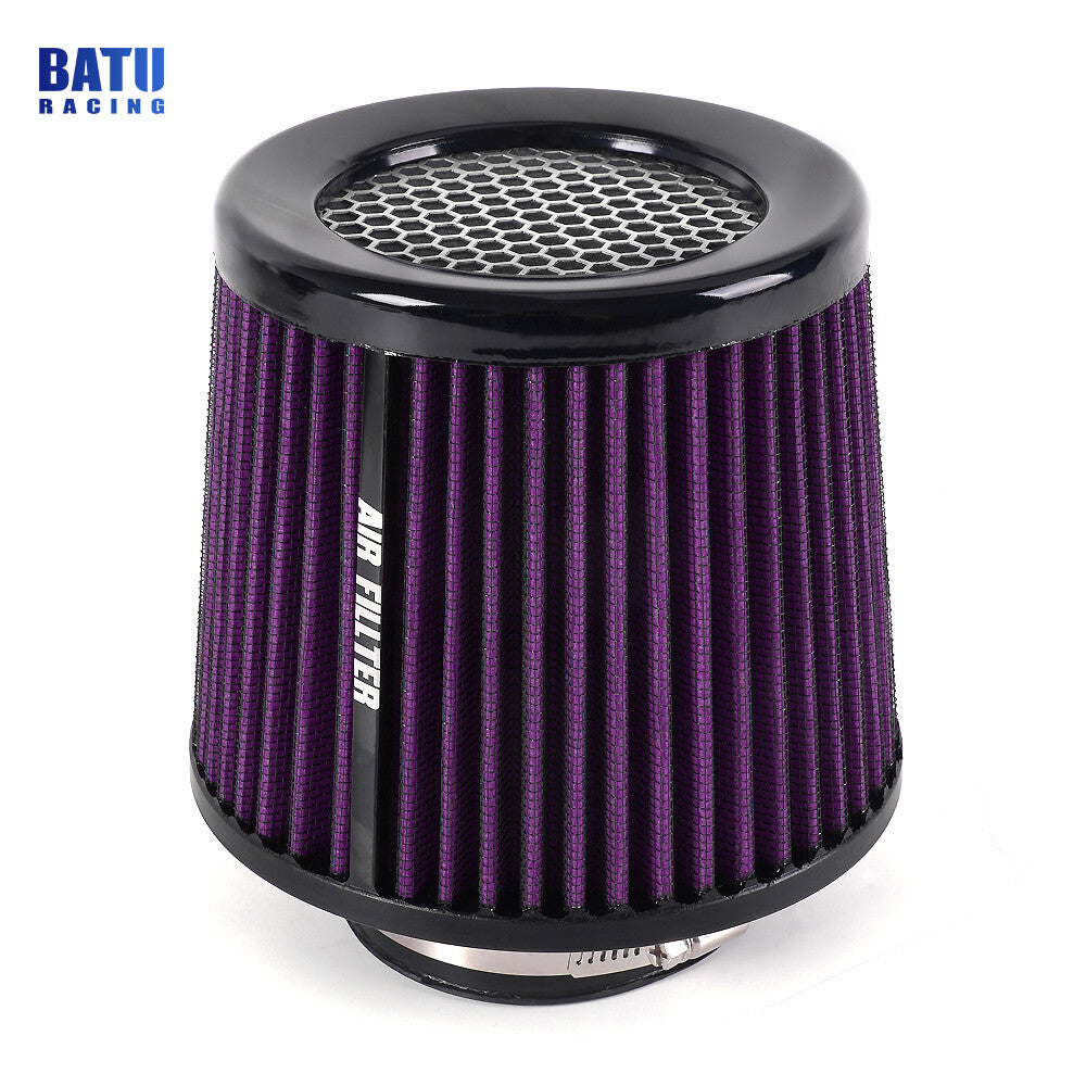 Purple 3 76mm High Flow Inlet Cold Air Intake Cone Replacement Dry Air Filter