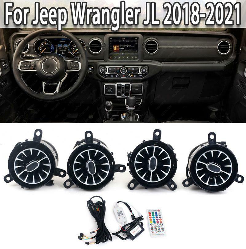4pc LED Light Front Air Vent Inlet Ambient Lamp for Jeep for Wrangler JL 2018-2021