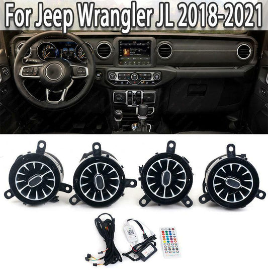 4pc LED Light Front Air Vent Inlet Ambient Lamp for Jeep for Wrangler JL 2018-2021
