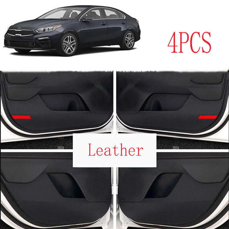 for Kia Forte 2019-2021 Carbon Fiber Leather PU Door Anti-Kick Panel Cover Trim