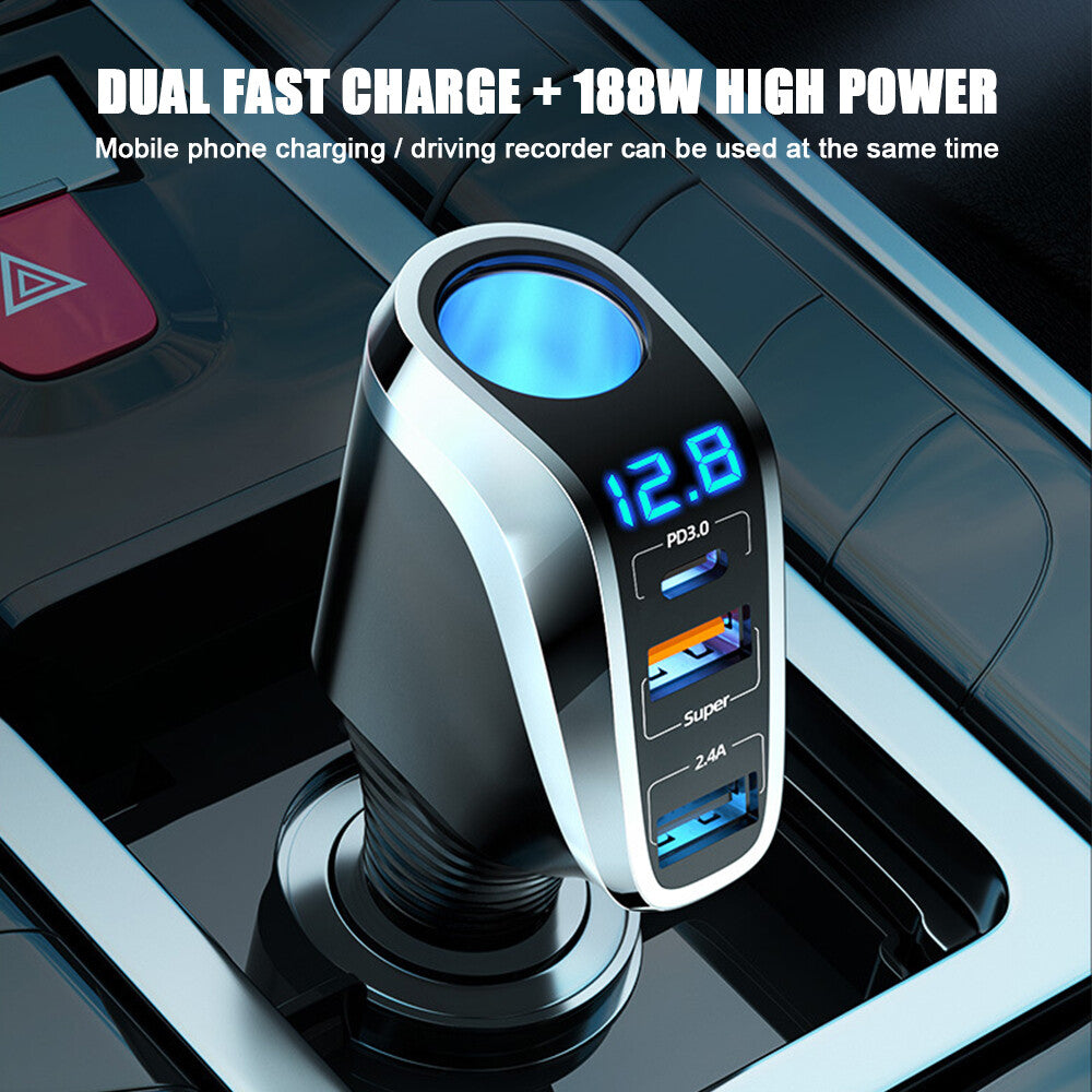 Auto Phone Charger Fast Charging Cigarette Lighter Adapter Socket 12V/24V Q