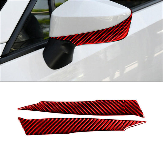 2Pcs Red Carbon Fiber Rearview Mirror Cover Trim Strip for Toyota 86 for Subaru BRZ